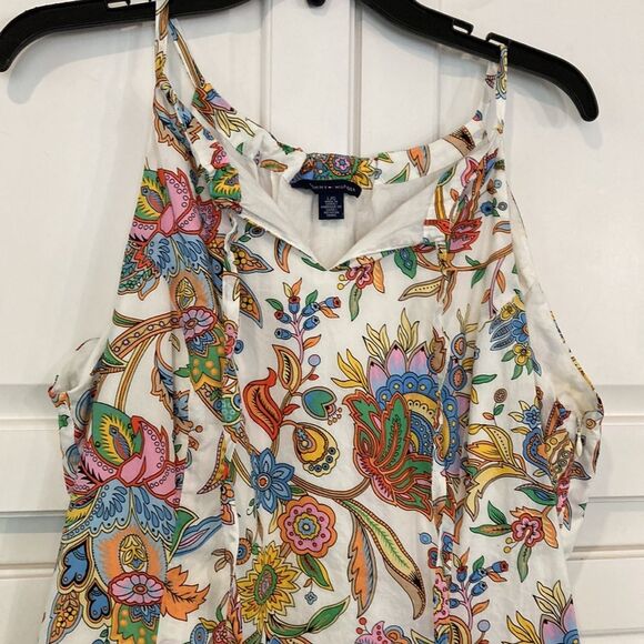 Tommy Hilfiger 100% cotton multicolor floral Paisley sleeveless maxi dress large - Picture 3 of 13